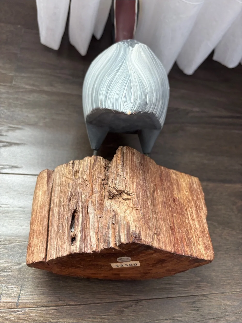 Casa Fernandez Vintage Hand Carved Hard Wood Painted perched Pelican,driftwood